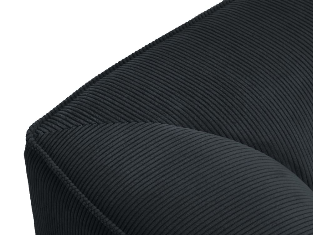 Méridienne droite 1 place en tissu velours côtelé noir
