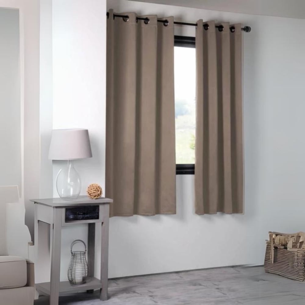 Rideau occultant uni 210gr/m2 polyester beige 135x180 cm