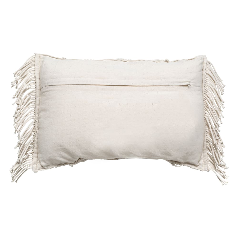 Coussin macramé à franges coton ivoire 30x50 cm - Maisons du Monde