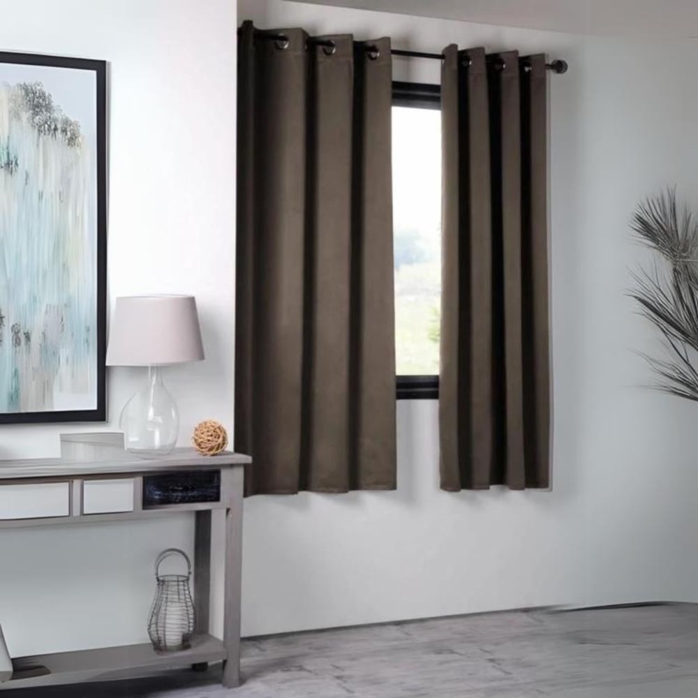 Rideau occultant uni 210gr/m2 polyester beige 135x250 cm