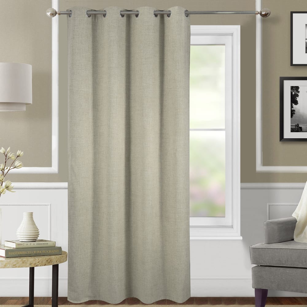Rideau occultant et thermique  chiné polyester beige 140x260 cm