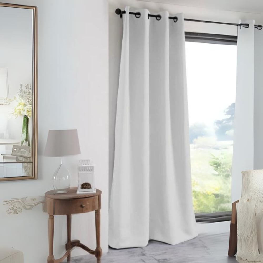 Rideau occultant uni 210gr/m2 polyester blanc 140x280 cm