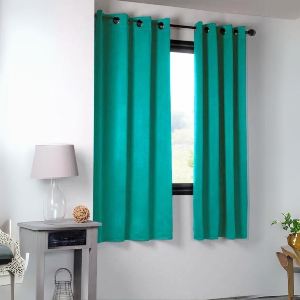 Rideau occultant uni 210gr/m2 polyester céladon 135x180 cm