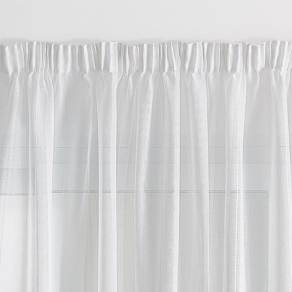 Voilage uni à galon fronceur et rayures fantaisie polyester blanc - Maisons du Monde