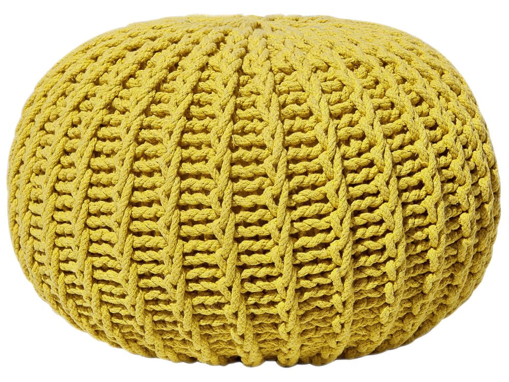 Pouf en tissu jaune 50x35cm
