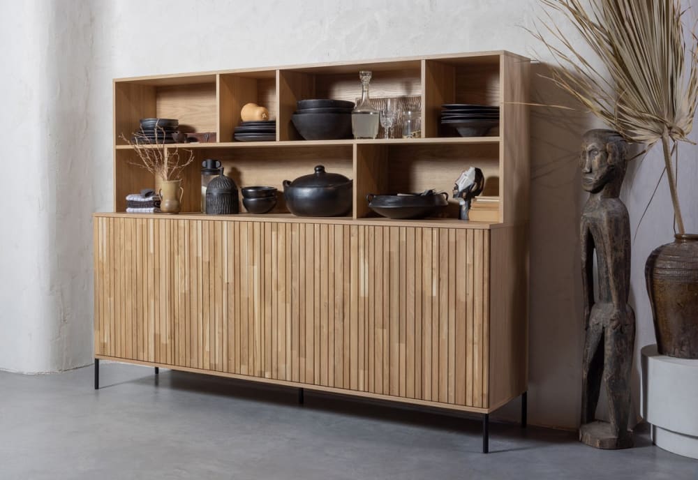 Aparador de madera roble natural con base metálica - Maisons du Monde