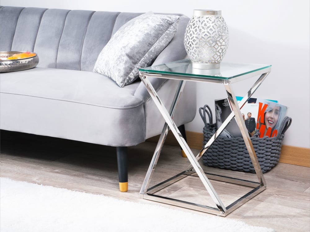 Beistelltisch aus Glas, silber - Maisons Du Monde