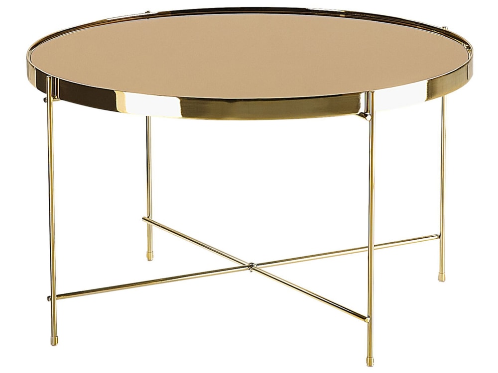 Beliani Couchtisch aus Sicherheitsglas, gold style classic chic - Stoff