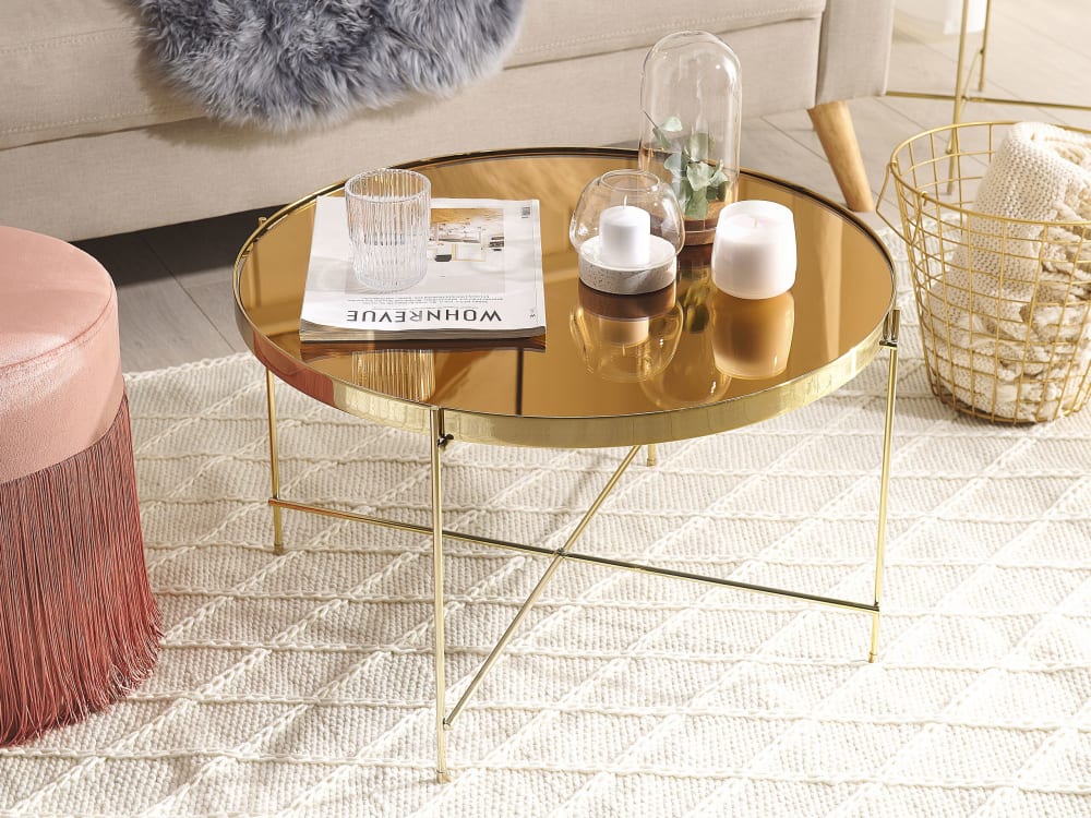 Couchtisch aus Sicherheitsglas, gold - Maisons Du Monde