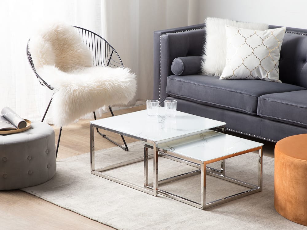 Couchtisch 2er Set aus Sicherheitsglas, weiß - Maisons Du Monde