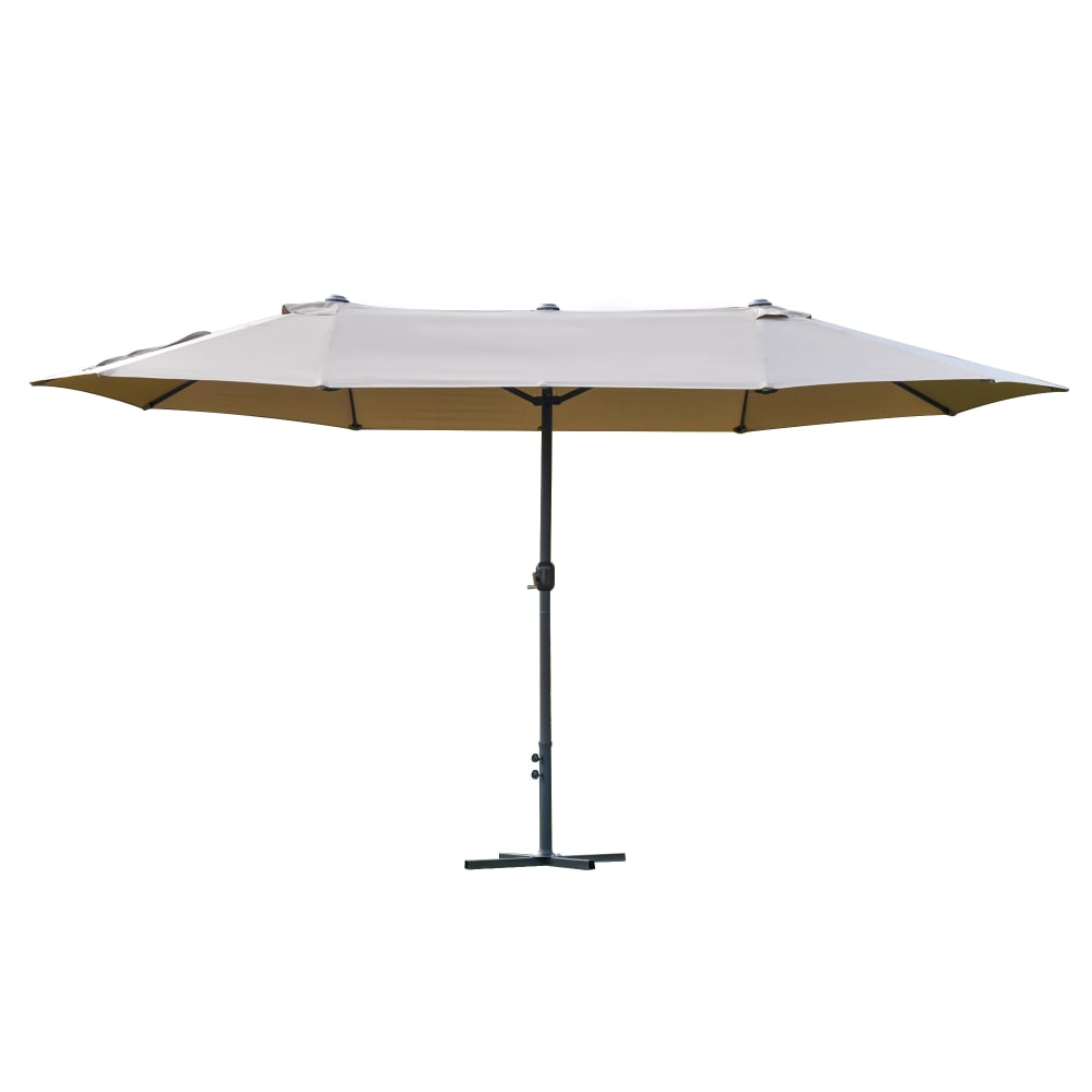 Parasol de jardin XXL à manivelle acier polyester café latte