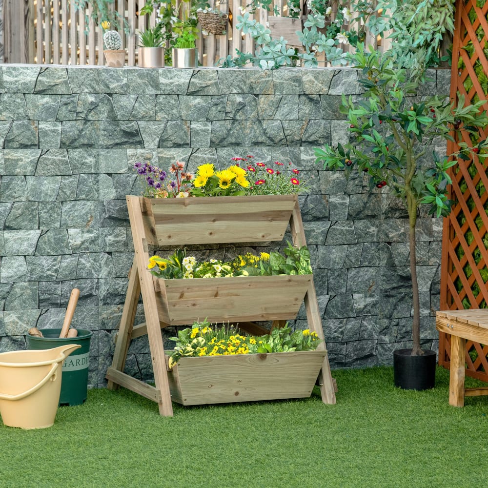 Jardinière sur pieds carré potager 3 niveaux bois sapin autoclave