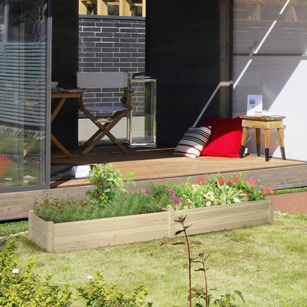 Carré potager de jardin feutre de drainage séparation bois de sapin