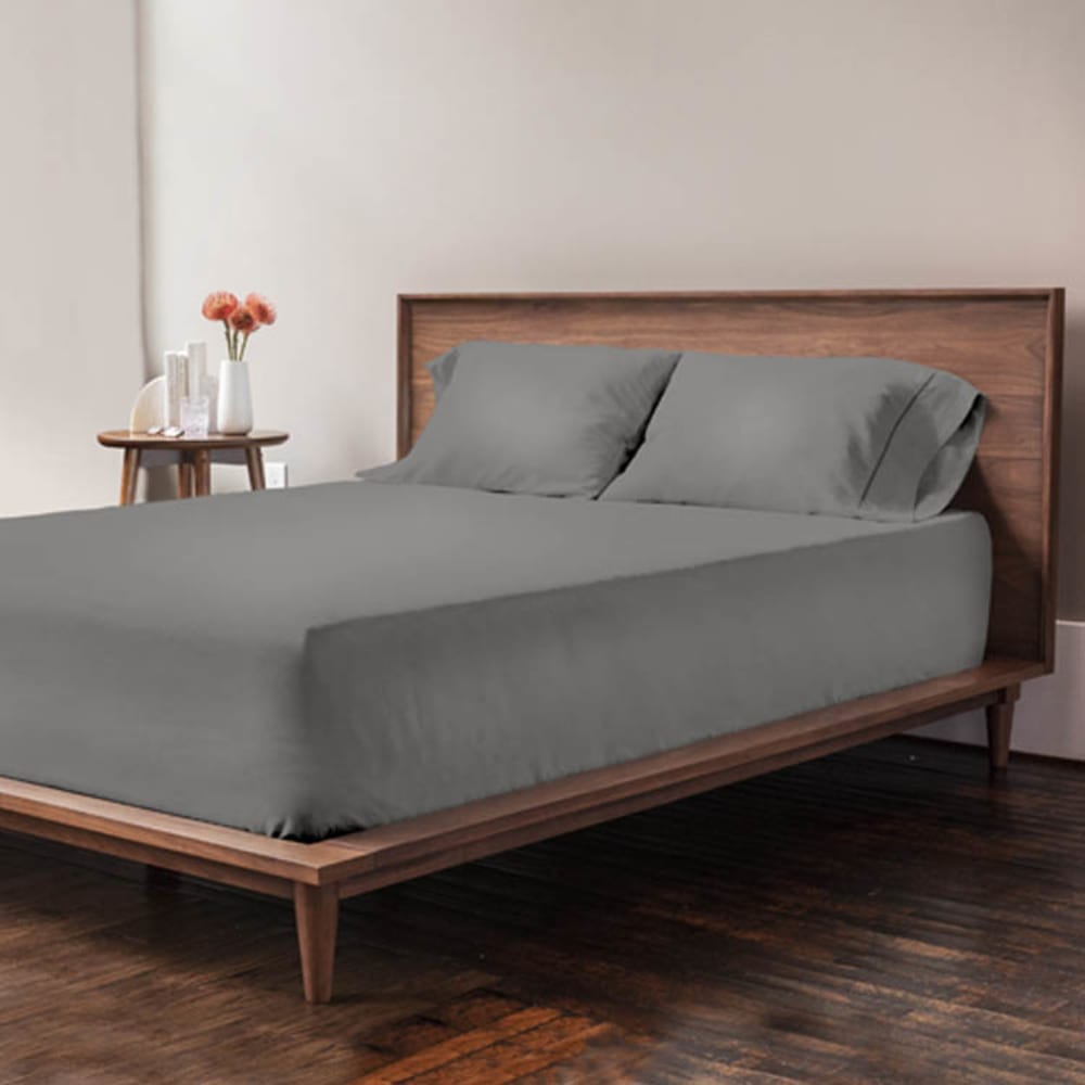 Drap housse grand bonnet microfibre Gris Foncé 90x190/200cm - Maisons du Monde