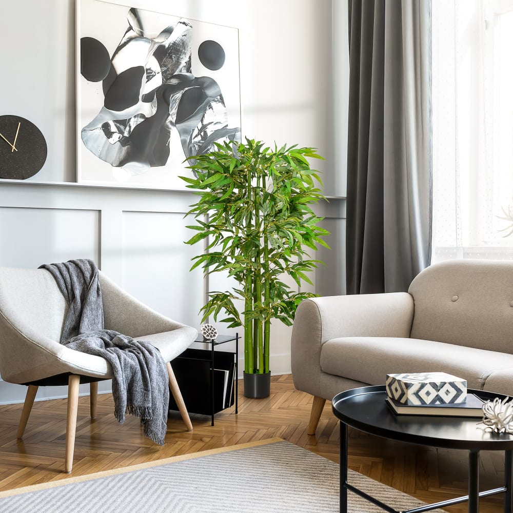 Bambou artificiel xl 1,60h m 975 feuilles denses réalistes pot inclus — vue 3