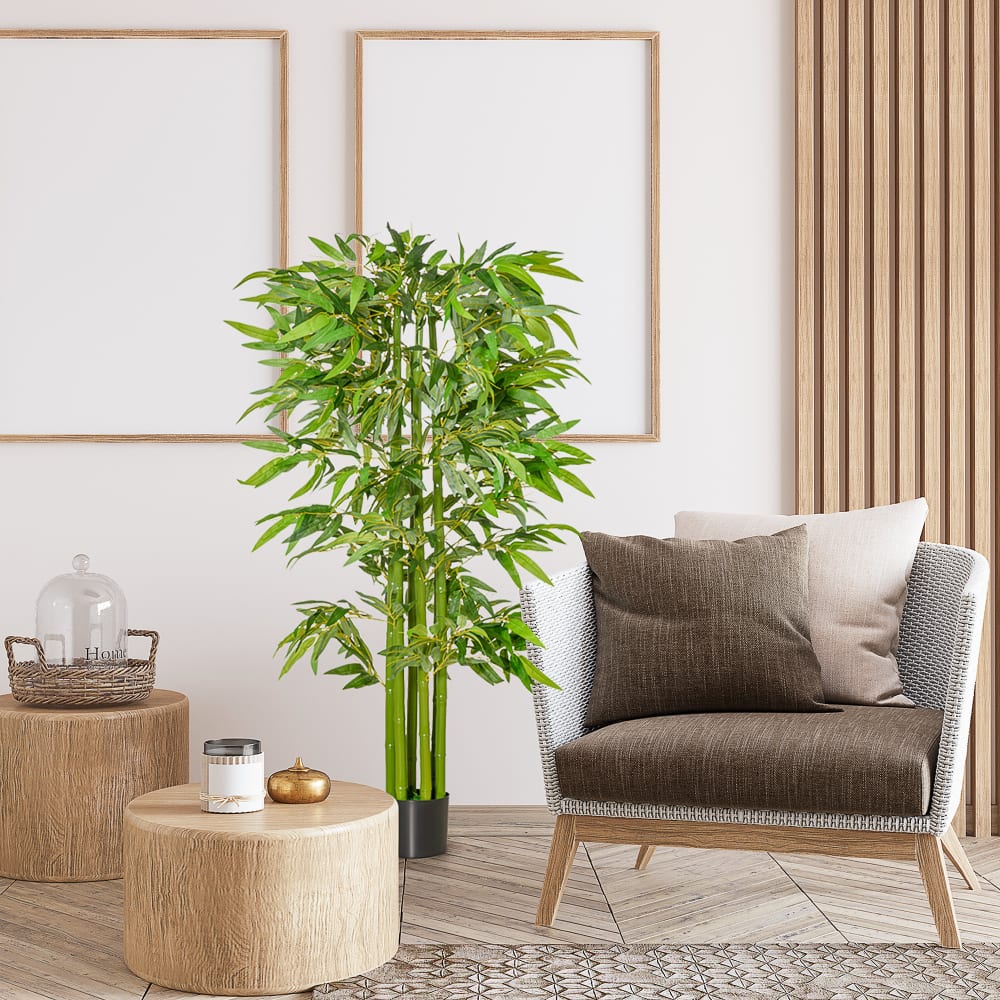 Bambou artificiel xl 1,60h m 975 feuilles denses réalistes pot inclus — vue 4