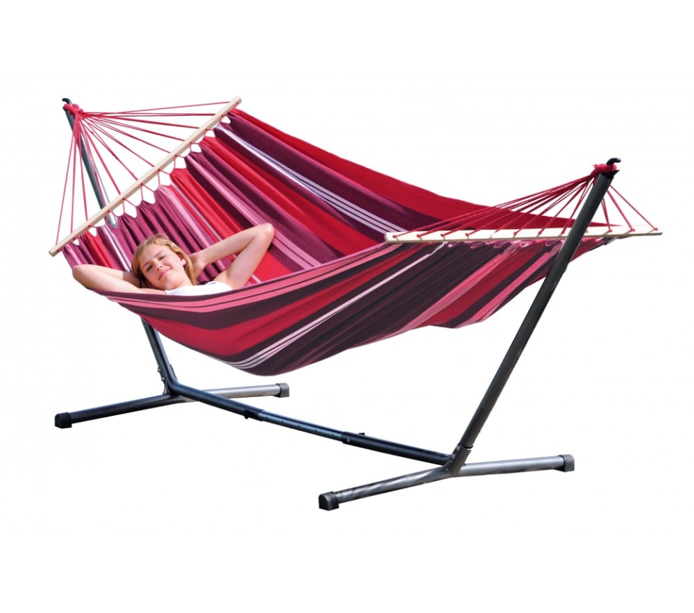 Hamac avec support métal en coton couleur fuego