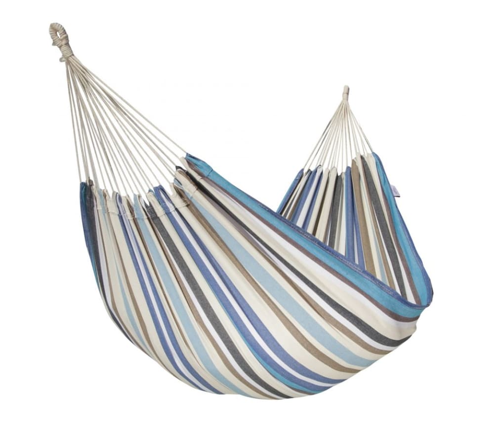 Hamac double en coton couleur bleu et crème