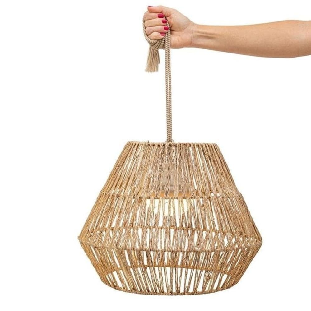 Suspension d'extérieur led rotin 3 intensités rechargeable diamètre 40 - Maisons du Monde