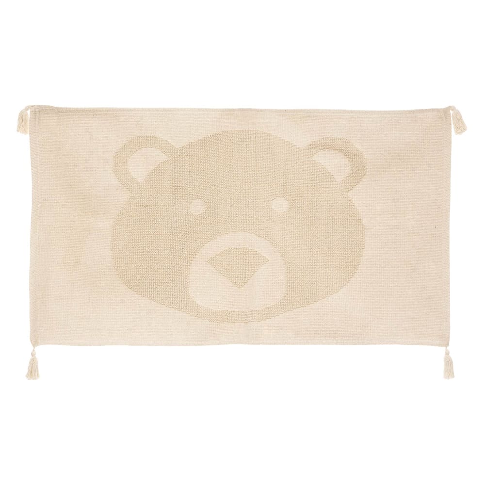 Tapis tête d'ourson en 3d coton beige ficelle 90x60cm