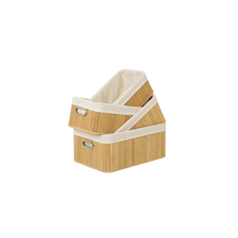 Wadiga Set de 4 paniers de rangement pour salle de bain bambou - 41x28x18cm style campagne Marron