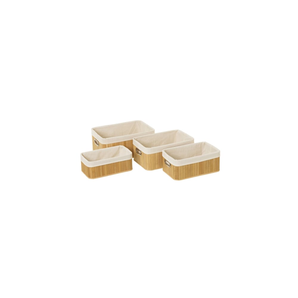 Set de 4 paniers de rangement pour salle de bain bambou - 41x28x18cm - Maisons du Monde