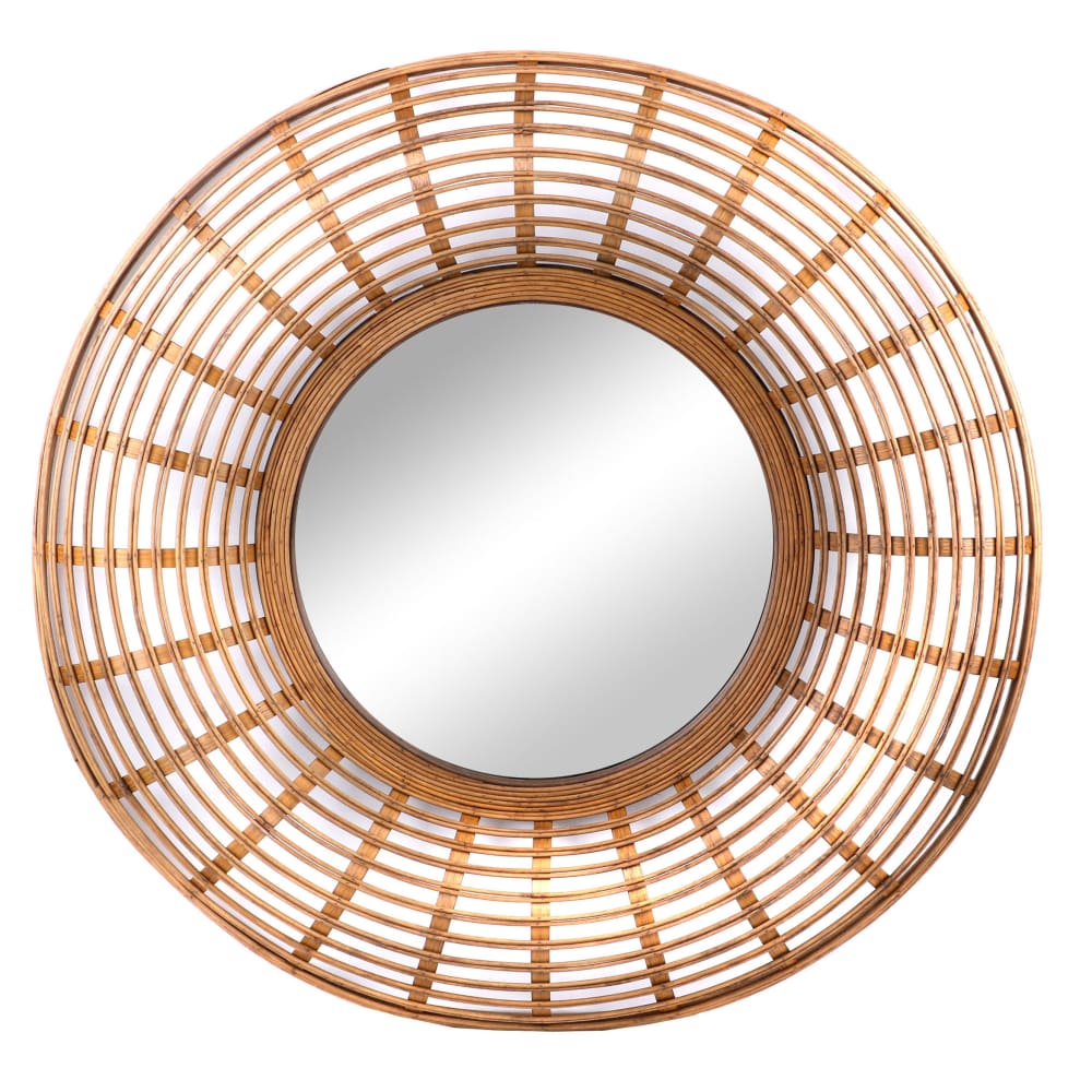 Natural Living Miroir mural rond en rotin D80cm style inspirations d'ailleurs Marron