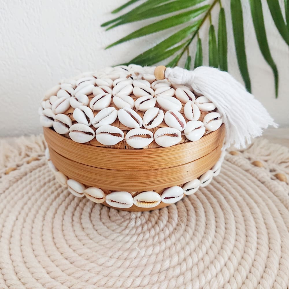 Boîte en bambou et coquillages, beige 16x10 сm — vue 3