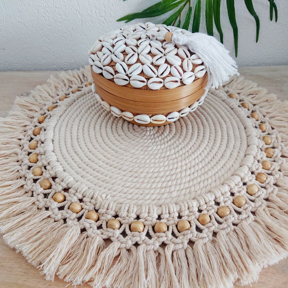 Boîte en bambou et coquillages, beige 16x10 сm — vue 4