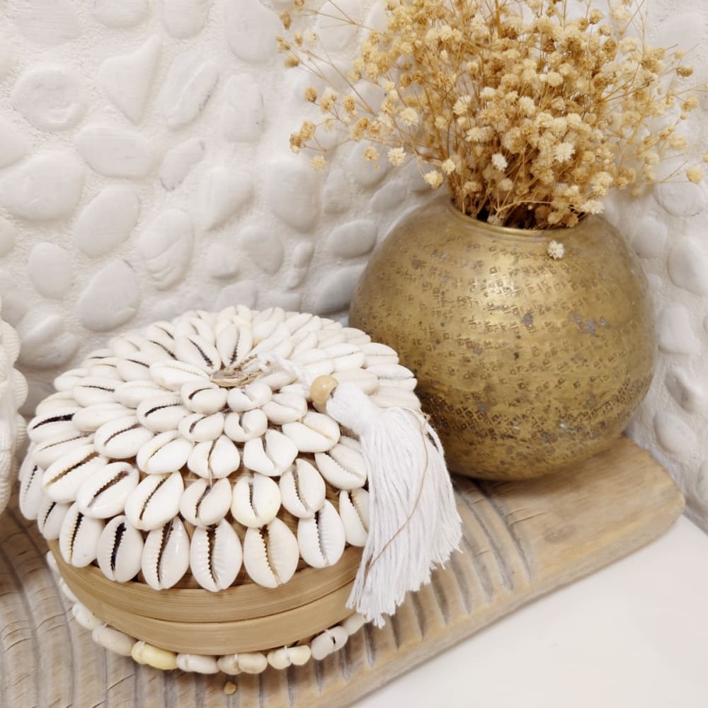 Boîte en bambou et coquillages, beige 16x10 cm — vue 3