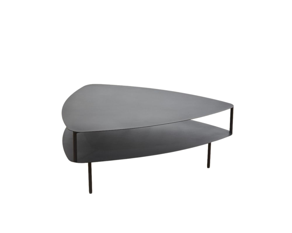 Table basse triangulaire en métal noire