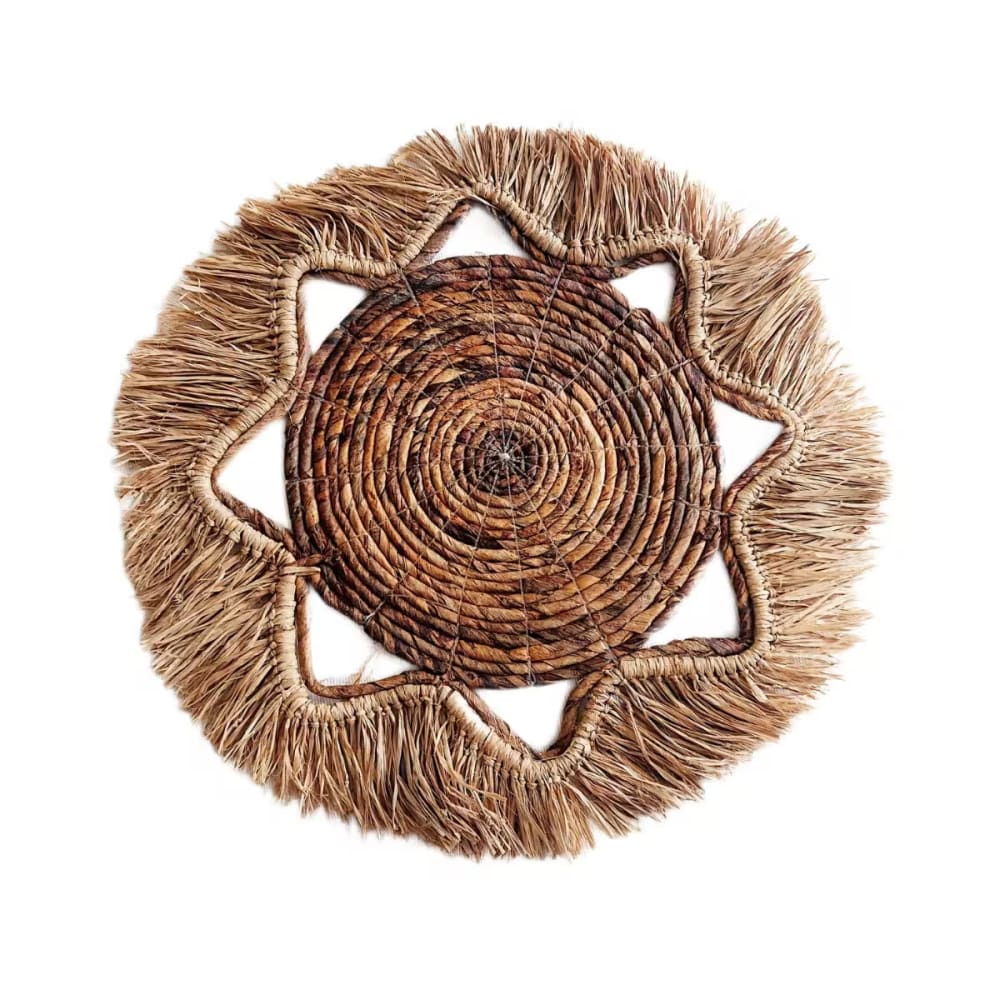 Decorazione murale con frange D 65 cm - Modello Esotico - Marrone - Fibre naturali