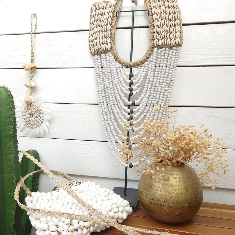 Collier décoratif, blanc L30xH60 cm