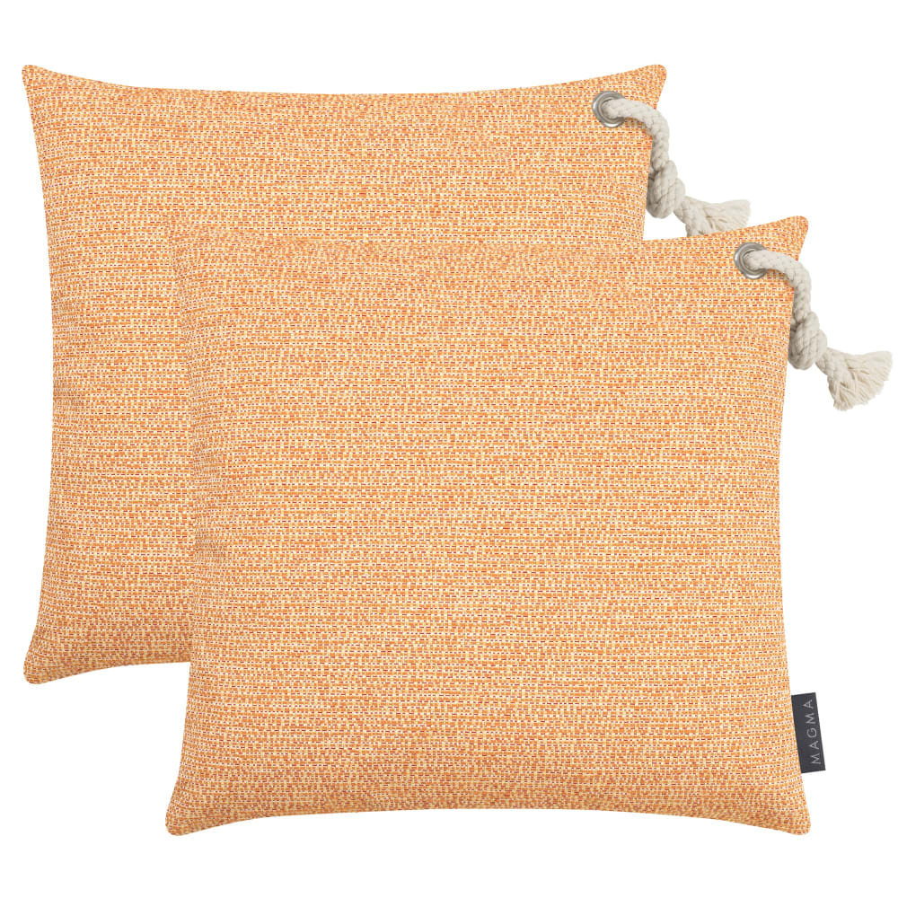 Magma Housses de coussin extérieur chinées orange - 40x40 - lot de 2 style bord de mer - Acrylique