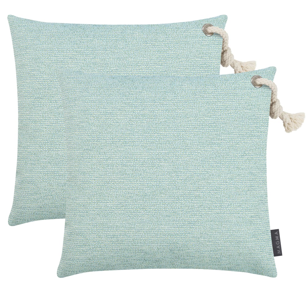 Housses de coussin extérieur chinées turquoise - 40x40 - Lot de 2