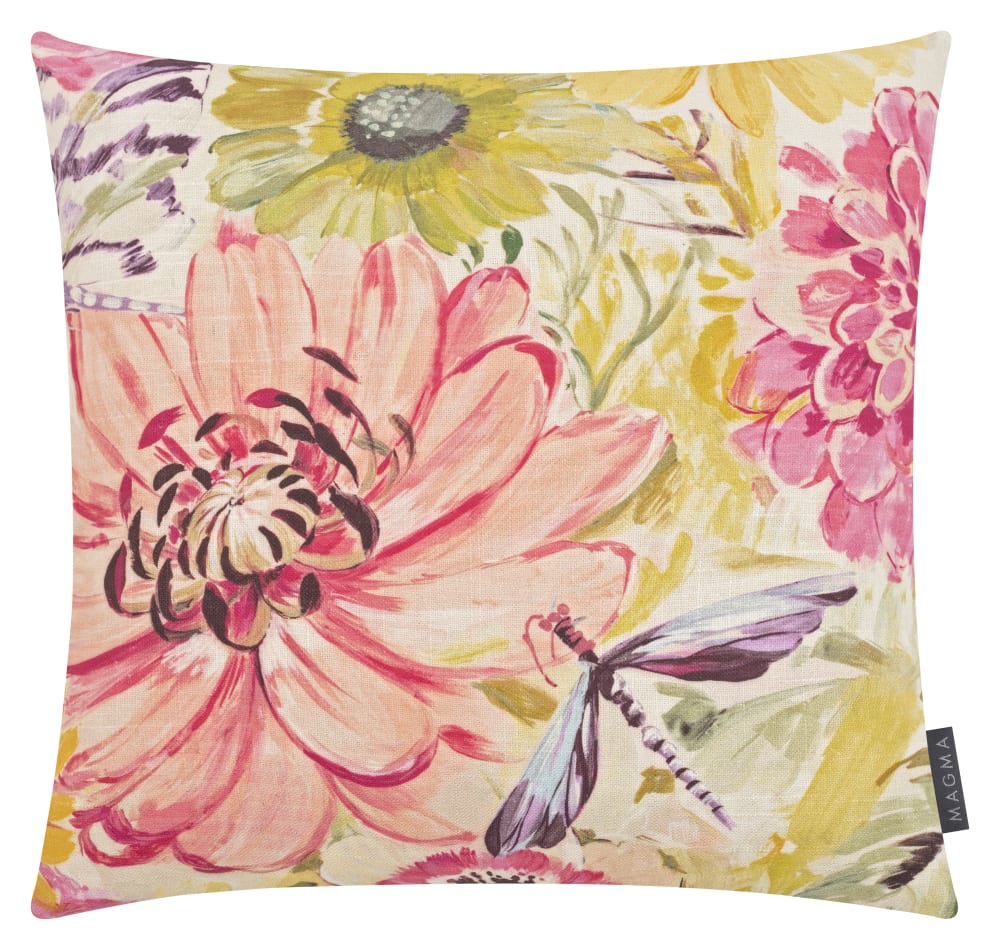 Housse florale imprimée multicolore rose - 45x45