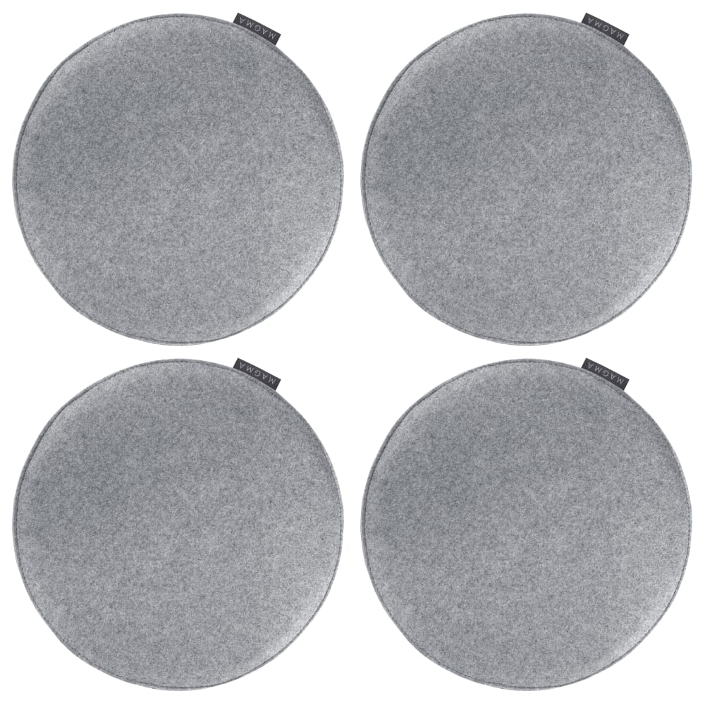 Galettes de chaise gris chiné imitation feutre - Lot de 4 -  Ø 35cm