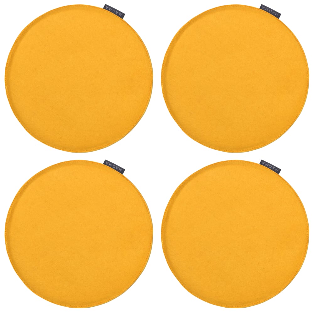 Galettes de chaise jaune tournesol feutre - Lot de 4 - Ø 35cm