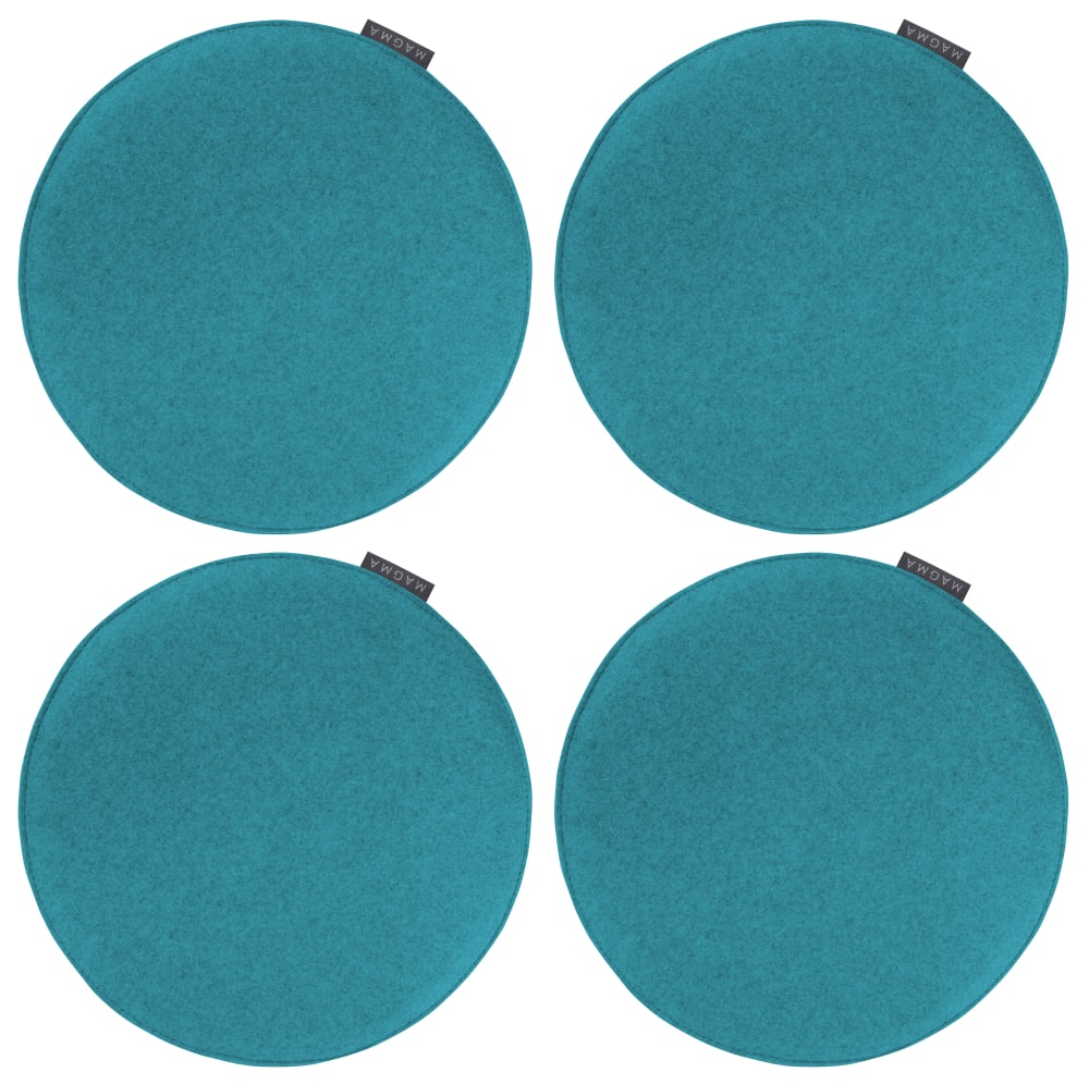 Galettes de chaises rondes bleu pétrole - Lot de 4 -  Ø 35cm