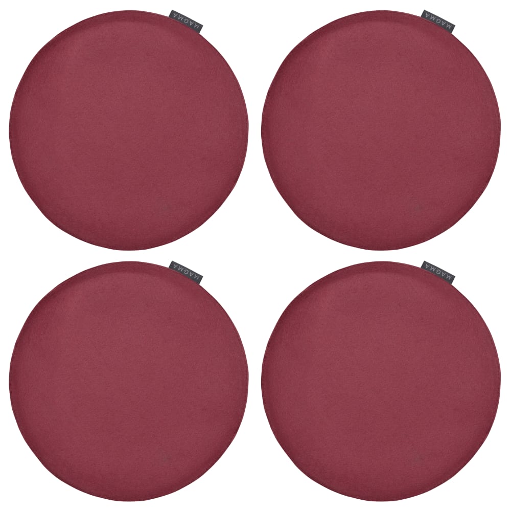 Galettes de chaise bordeaux chiné imitation feutre - Lot de 4 - Ø 35cm
