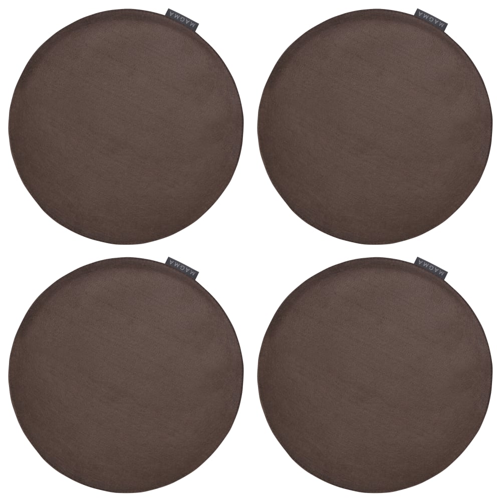 Galettes de chaise marron chiné imitation feutre - Lot de 4 - Ø 35cm
