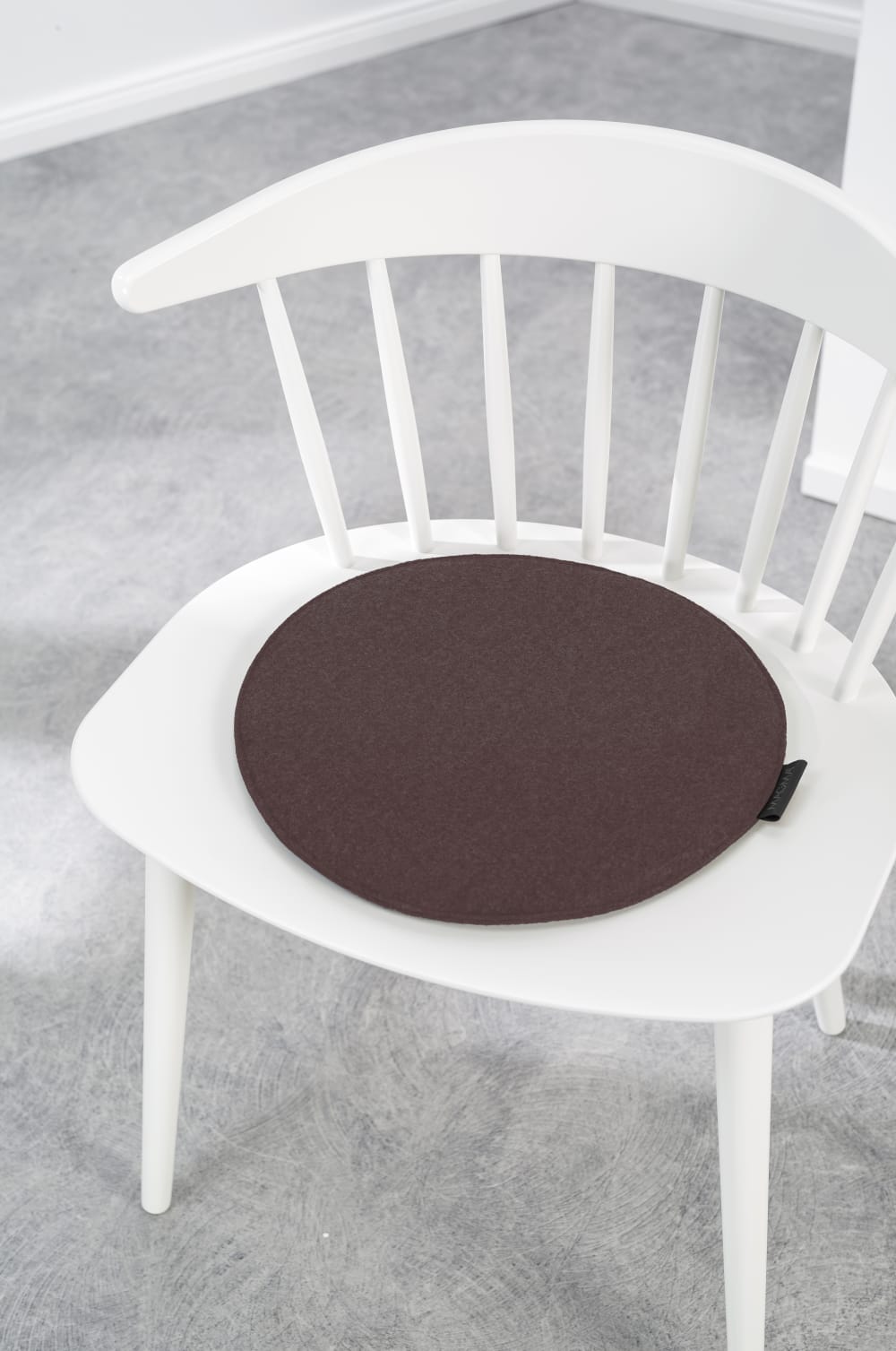 Galettes de chaise marron chiné imitation feutre - lot de 4 - ø 35cm — vue 3