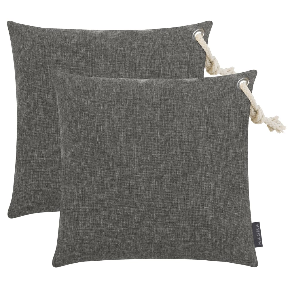 Magma Housses de coussin extérieur avec corde anthracite - lot de 2 - 40x40 style contemporain Gris Pvc - Poly Chlorure De Vinyle