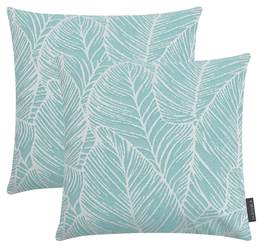 Housses de coussin extérieur dralon motif turquoise - 40x40 - Lot de 2