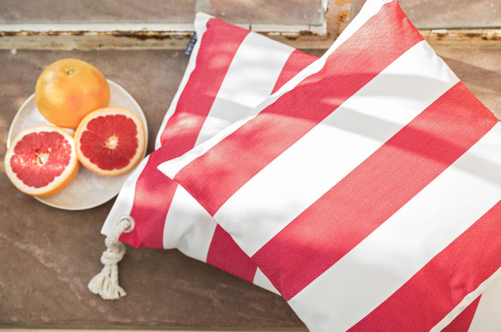 Housses de coussin rayées rouge/blanc avec corde - Lot de 2-40x60 - Maisons du Monde