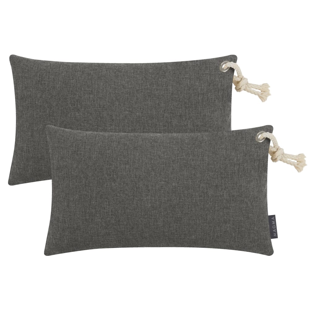 Magma Housses de coussin extérieur avec corde anthracite - lot de 2 - 50x30 style contemporain Gris Pvc - Poly Chlorure De Vinyle
