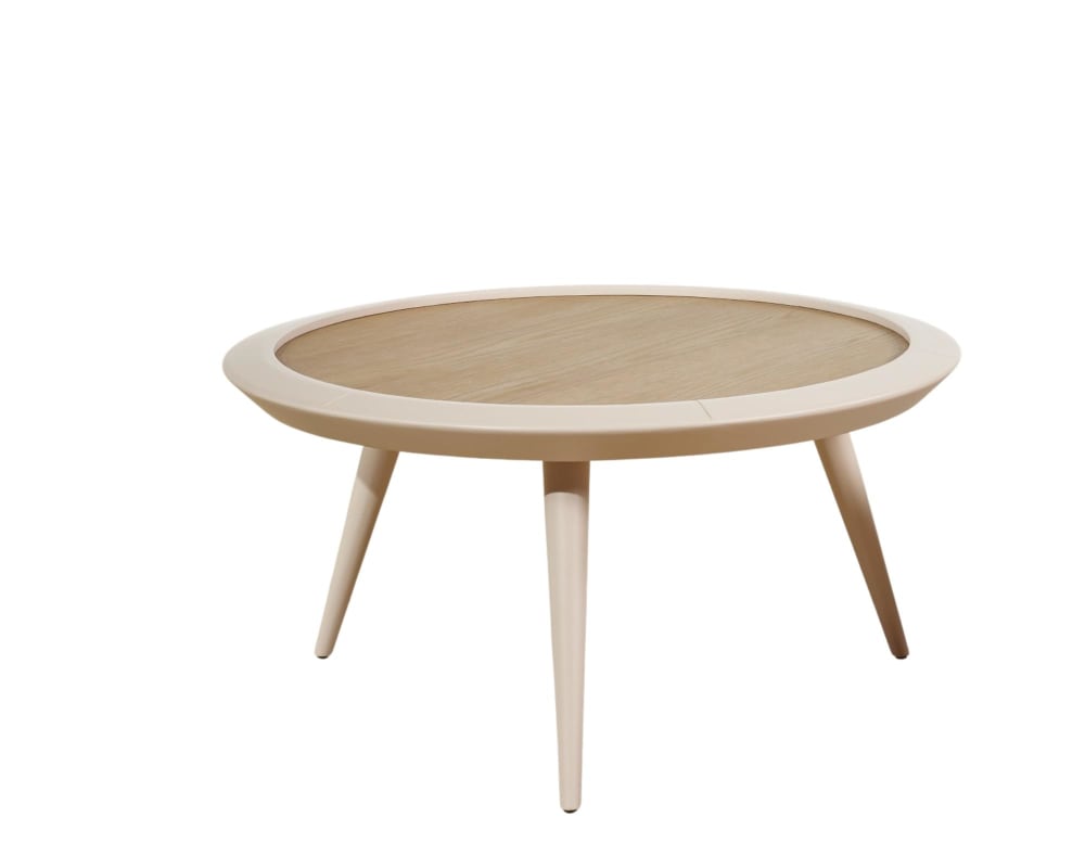 Table basse ronde style contemporain en chêne naturel