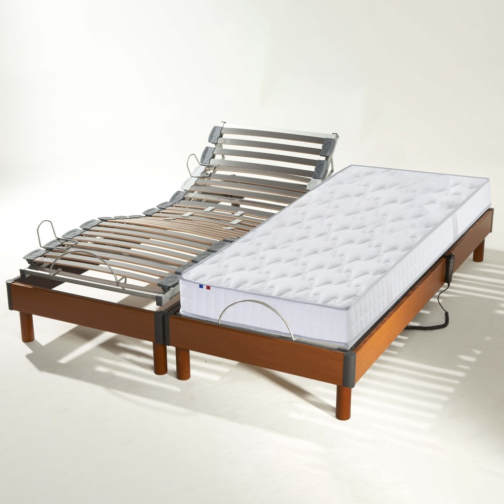 Sommier électrique et matelas ressort 5 zones 2x80x200