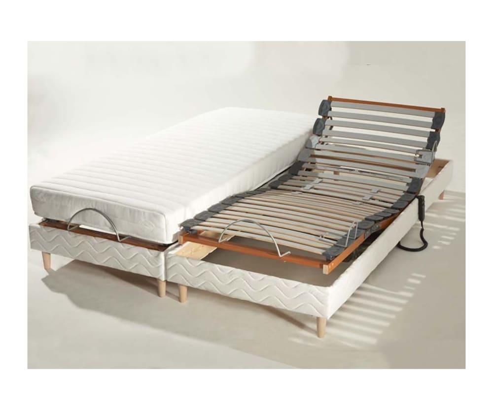 Sommier électrique et matelas accueil latex sommier 2x80x200