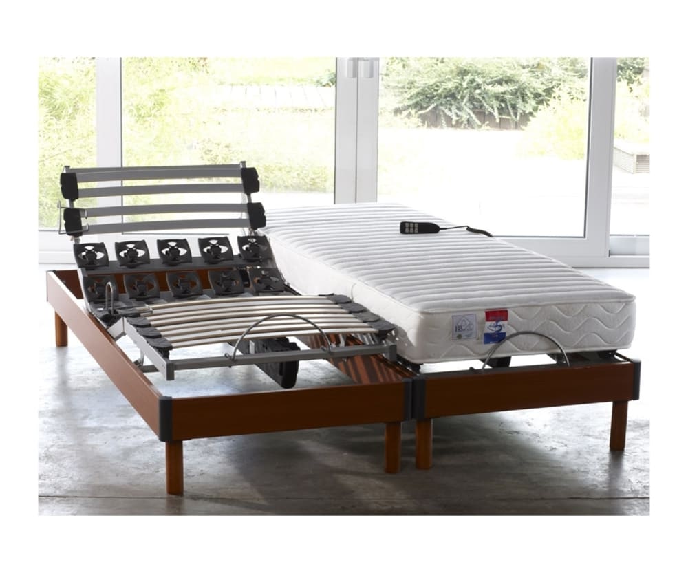 Sommier électrique et matelas mémoire forme 2x90x200 - Maisons du Monde